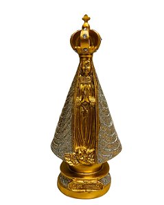 Nossa Senhora Aparecida  - Manto Dourado com Glitter - Pequena