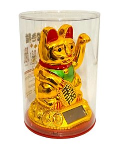 Enfeite de Gato da Sorte Japonês - Manekineko - Dourado