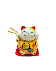 Gato da Sorte Japonês - Manekineko - Cores Diversas - Amarelo