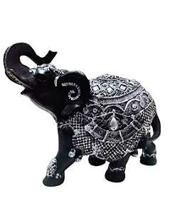 ELEFANTE DA SORTE M - PRATA E PRETO