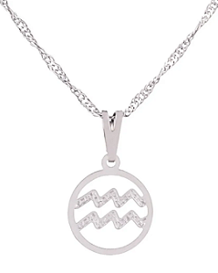 Gargantilha Signo Aquário 12 mm - Sunshine Cristais Tamanho: 1.Corrente 45 cm