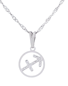 Gargantilha Signo Sagitário 12 mm - Sunshine Cristais Tamanho: 1.Corrente 45 cm