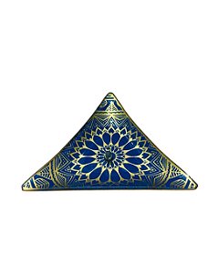 Incensário de Vidro Triangular - Azul e Dourado