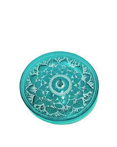 Incensário de Vidro Redondo - Mandala Flor de Lotus Verde