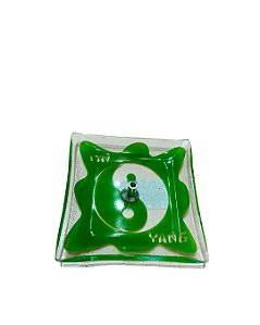 Incensário de Vidro Vertical - Ying Yang Verde