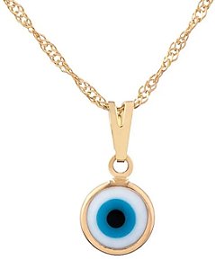 Colar com Olho Grego 10,5 mm Branco dourado