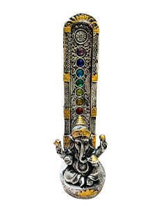 Incensário Vertical Ganesha e 7 Chakras Prata