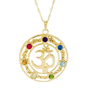 COLAR OM CHAKRAS 34 MM DOURADO