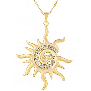 Colar Sol com Strass 35mm