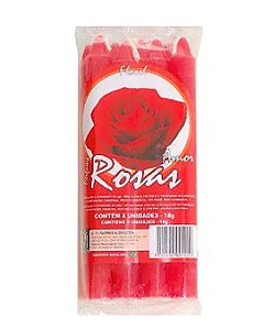 Vela Flovel Aromática Vermelha - Palito - Rosas - Pacote com 8