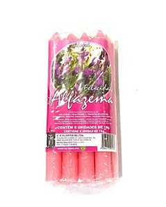 Vela Flovel Aromática Rosa - Palito - Alfazema - Pacote com 8
