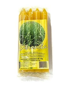 Vela Flovel Aromática Amarela - Palito - Citronela - Pacote com 8
