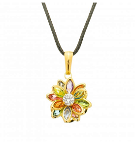 COLAR FLOR DE LOTUS COLORIDA 13mm
