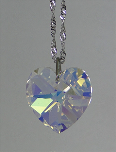 Colar Coração Swarovski 18mm AB
