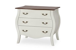 Cômoda Bômbe 3 Gavetas - Branco/Imbuia - Alto Padrão Móveis.
