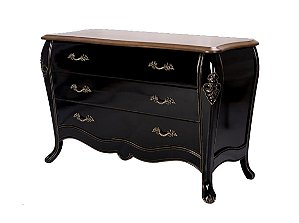 Cômoda Gênova 3 Gavetas - Preto/Imbuia - Alto Padrão Móveis.