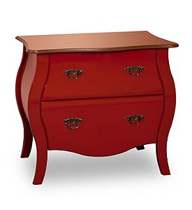 Cômoda Bombe 02 Gavetas - Vermelho/Imbuia - Alto Padrão Móveis.