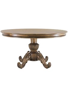 Mesa de Jantar Medalhão Entalhada 150cm - Imbuia Envelhecido - Alto Padrão Móveis.