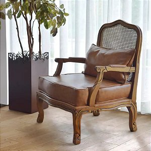 Poltrona King com Tela - Imbuia/Corino Marrom - Alto Padrão Móveis.