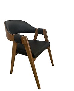 Cadeira Donna - Imbuia/Korino Preto - Alto Padrão Móveis.