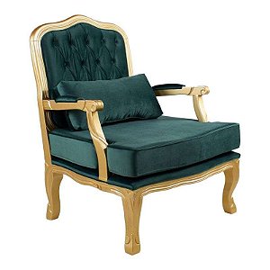 Poltrona King Capitonê - Dourado/Verde - Alto Padrão Móveis.