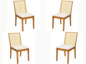 Cadeira Rattan - Conjunto C/04 (Quatro) - Natural - Alto Padrão Móveis.