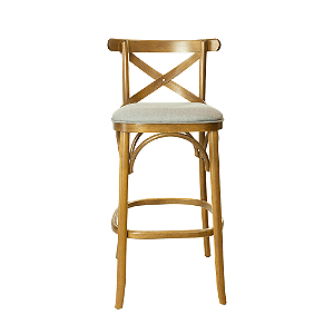 Banqueta Estofada X - Amêndoa/Off White - Alto Padrão Móveis.