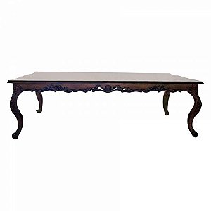 Mesa de Jantar Entalhada Country 2,00 x 1,00 - Imbuia Envelhecido - Alto Padrão Móveis.