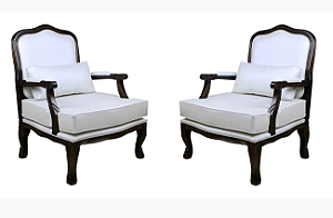 Conjunto 02 Poltronas King Lisa - Tabaco/Branco - Alto Padrão Móveis.