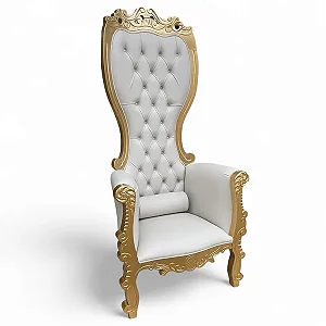 Poltrona Queen - Dourada/Branca - Alto Padrão Móveis.