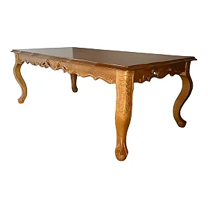 Mesa de Jantar Entalhada Country 2,7m Amêndoa