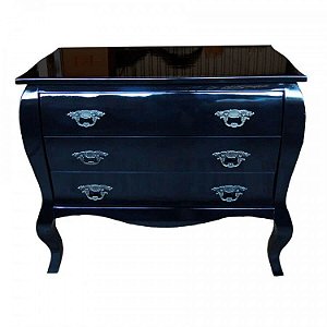 Cômoda Bombê Luiz XV - Preta - Alto Padrão Móveis.