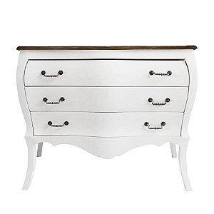 Cômoda Lyon Frente Abaulada - Branco/Cappuccino - Alto Padrão Móveis.