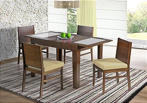 Conjunto com Mesa Elástica + 6 Cadeiras Mônaco - Alto Padrão Móveis.