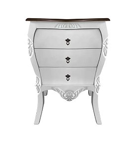 Mesa de Cabeceira Lyon Entalhada - Branco/Imbuia - Alto Padrão Móveis.