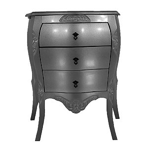 Mesa de Cabeceira Lyon Entalhada - Chumbo - Alto Padrão Móveis.