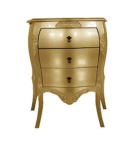Mesa de Cabeceira Lyon Entalhada - Dourada - Alto Padrão Móveis.