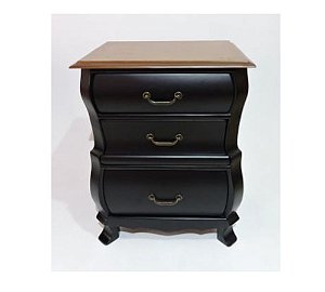 Mesa de Cabeceira Siena 3 Gavetas - Preto/Imbuia - Alto Padrão Móveis