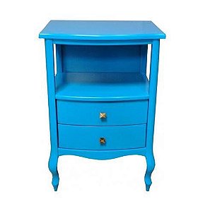 Mesa de Apoio London 2 Gavetas - Azul - Alto Padrão Móveis.