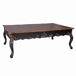 Mesa de Centro Entalhada Lyon - Preto/Imbuia - Alto Padrão Móveis.