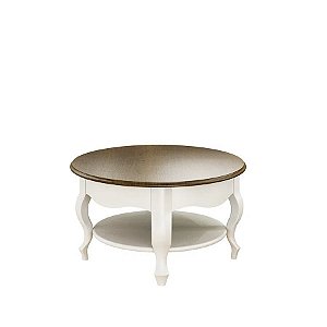 Mesa de Centro redonda Imperatriz - Branco/Imbuia - Alto Padrão Móveis.