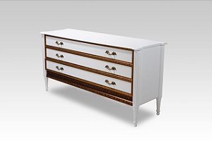 Cômoda Munique Long 3 Gavetas - Branca - Alto Padrão Móveis.