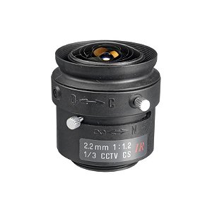 Tamron lente fixa 2,2 mm CS‑Mount IR‑corrected para visão industrial