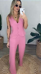 Conjunto em moletinho colete e calça.  Tam. M. VESTE 42