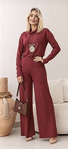 Conjunto em viscolicra. Calça pantalona. Tam.G