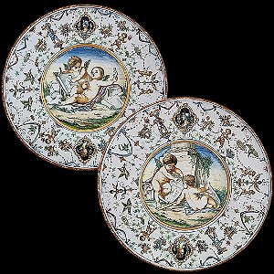 2 pratos em majolica em cerâmica italiana Molaroni