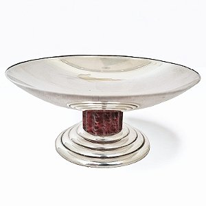 Pequeno bowl prateado com fuste em esmalte-Puiforcat