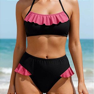 Biquini infantil e juvenil moda praia com babadinhos