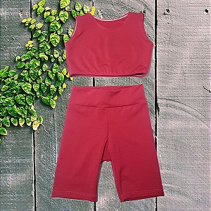 Conjunto Infantil e Juvenil para treino short e top rosa