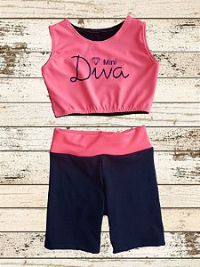Conjunto Infantil e Juvenil para treino short e top minidiva